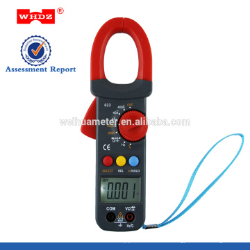 Pinza amperimétrica digital WH823 con capacitancia con datos de temperatura, retención de frecuencia, ciclo de trabajo